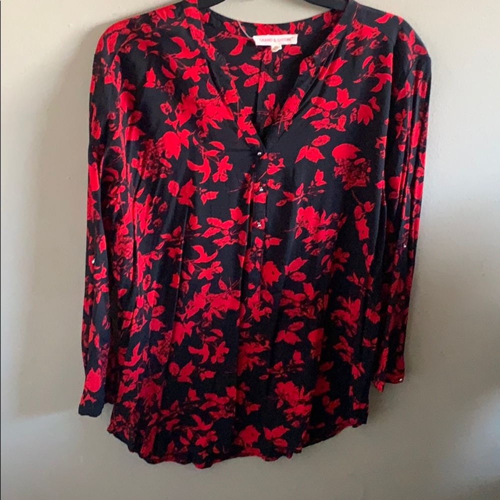 Beautiful red and black floral shirt